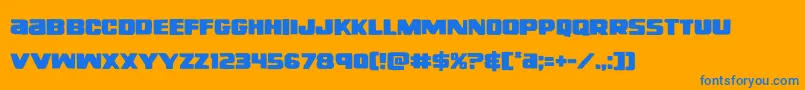 righthandluke-Schriftart – Blaue Schriften auf orangefarbenem Hintergrund