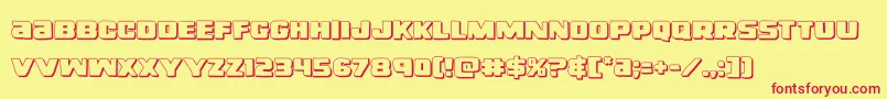righthandluke3d-fontti – punaiset fontit keltaisella taustalla