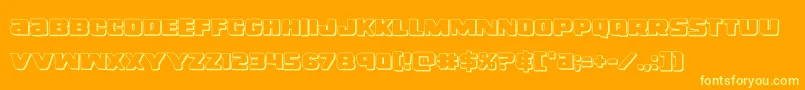 righthandluke3d-Schriftart – Gelbe Schriften auf orangefarbenem Hintergrund