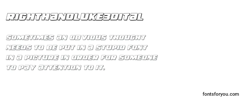 Review of the Righthandluke3dital (138722) Font