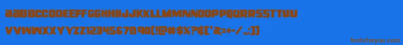 フォントrighthandlukecond – 茶色の文字が青い背景にあります。