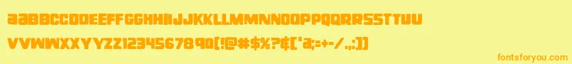 フォントrighthandlukecond – オレンジの文字が黄色の背景にあります。