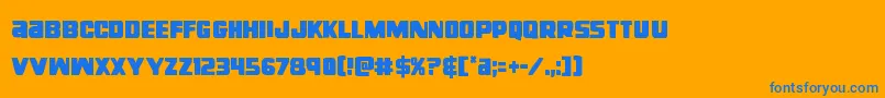 righthandlukecond Font – Blue Fonts on Orange Background
