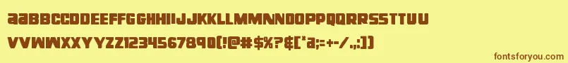 フォントrighthandlukecond – 茶色の文字が黄色の背景にあります。