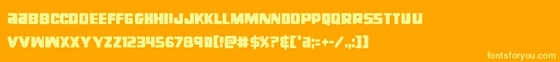 righthandlukecond-Schriftart – Gelbe Schriften auf orangefarbenem Hintergrund