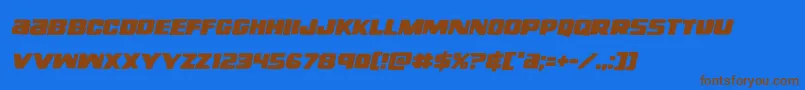 righthandlukeital-Schriftart – Braune Schriften auf blauem Hintergrund