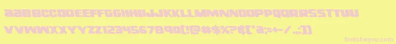 righthandlukeleft-fontti – vaaleanpunaiset fontit keltaisella taustalla