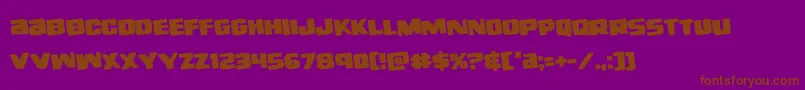 righthandlukerotate-Schriftart – Braune Schriften auf violettem Hintergrund