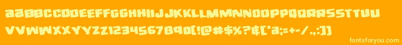 righthandlukerotate-Schriftart – Gelbe Schriften auf orangefarbenem Hintergrund