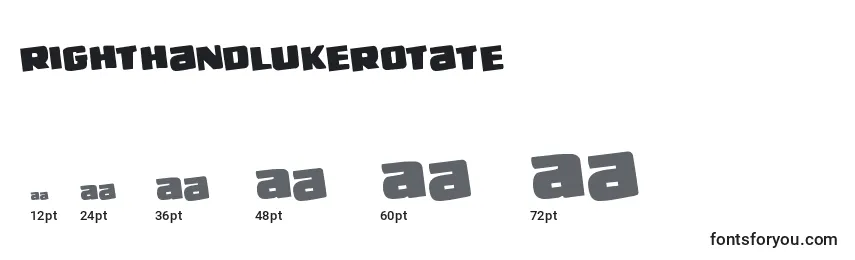 Размеры шрифта Righthandlukerotate (138739)