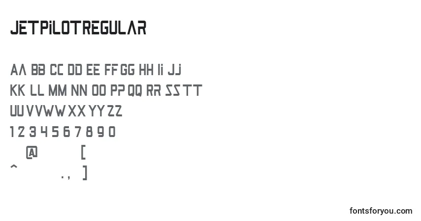 Schriftart JetPilotRegular – Alphabet, Zahlen, spezielle Symbole