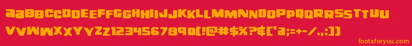 righthandlukestag-Schriftart – Orangefarbene Schriften auf rotem Hintergrund