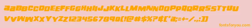 フォントrighthandlukestagital – オレンジの文字がピンクの背景にあります。