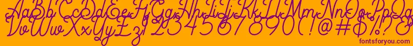 Rigoletto Demo-Schriftart – Violette Schriften auf orangefarbenem Hintergrund