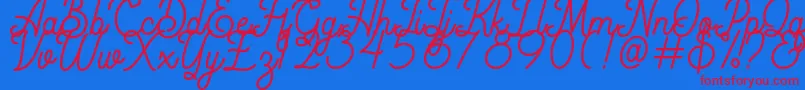 Rigoletto Demo-Schriftart – Rote Schriften auf blauem Hintergrund