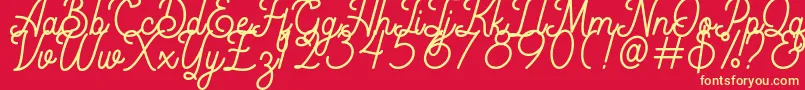 Rigoletto Demoフォントについての詳細 フォントRigoletto Demo – 黄色の文字、赤い背景