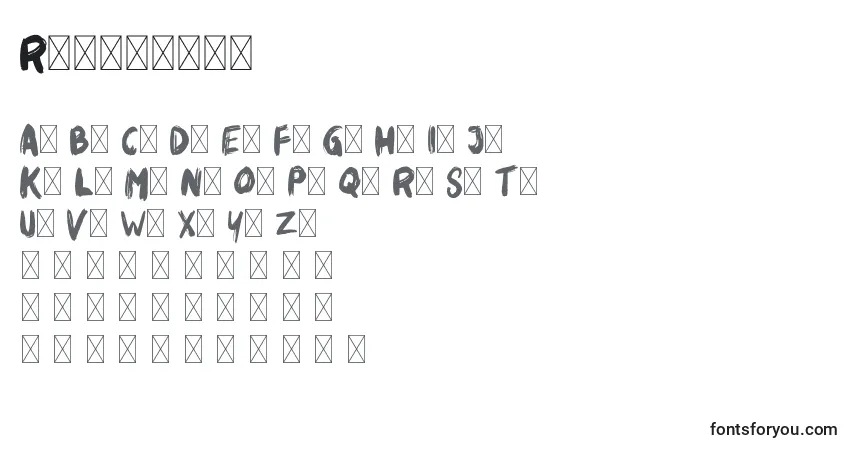Schriftart Rikabrush – Alphabet, Zahlen, spezielle Symbole