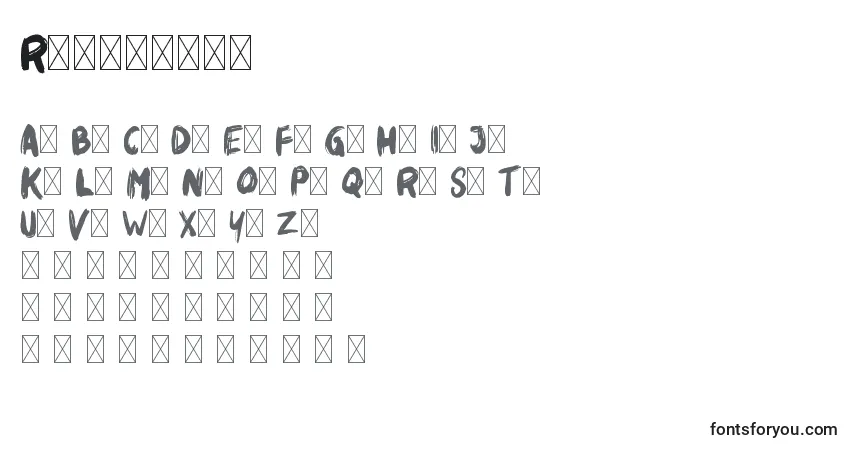 Schriftart Rikabrush (138747) – Alphabet, Zahlen, spezielle Symbole