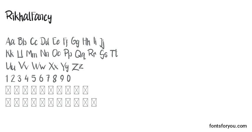 A fonte RikhalFancy – alfabeto, números, caracteres especiais