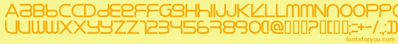 RIKOS   -fontti – oranssit fontit keltaisella taustalla