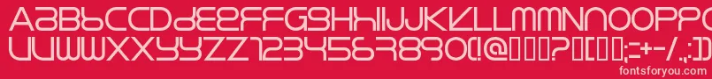 RIKOS   -fontti – vaaleanpunaiset fontit punaisella taustalla
