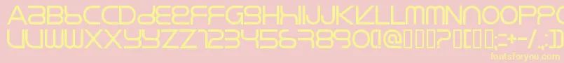 RIKOS   -fontti – keltaiset fontit vaaleanpunaisella taustalla