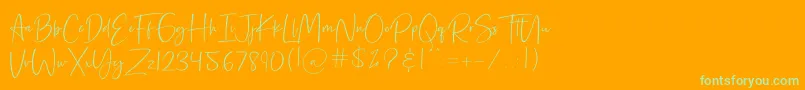 Rilistered-Schriftart – Grüne Schriften auf orangefarbenem Hintergrund