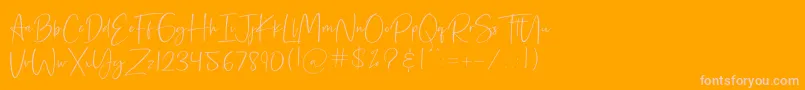 Rilistered-Schriftart – Rosa Schriften auf orangefarbenem Hintergrund