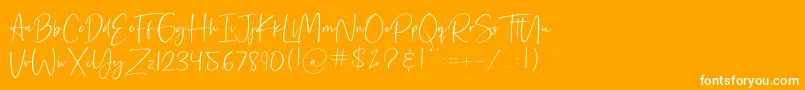 Rilistered-Schriftart – Weiße Schriften auf orangefarbenem Hintergrund