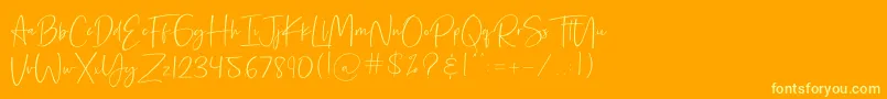 Rilistered-Schriftart – Gelbe Schriften auf orangefarbenem Hintergrund