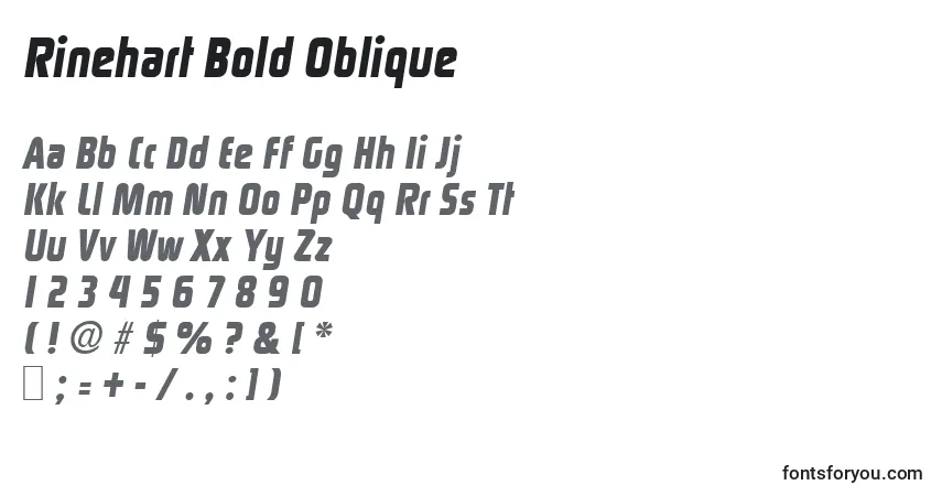 A fonte Rinehart Bold Oblique – alfabeto, números, caracteres especiais