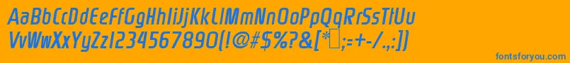 Rinehart Oblique Font – Blue Fonts on Orange Background