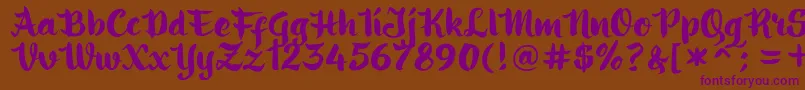 ringotube script Font – Purple Fonts on Brown Background