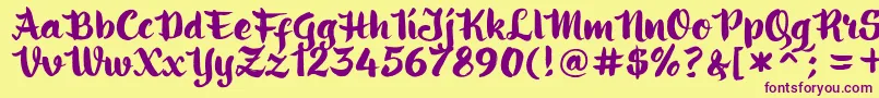 ringotube script Font – Purple Fonts on Yellow Background