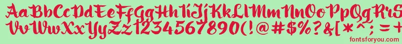 ringotube script Font – Red Fonts on Green Background