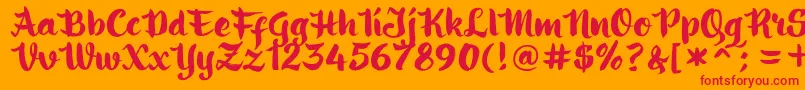 ringotube script Font – Red Fonts on Orange Background