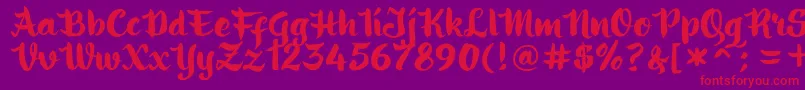 ringotube script Font – Red Fonts on Purple Background