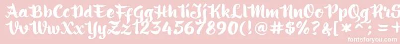 ringotube script-Schriftart – Weiße Schriften auf rosa Hintergrund