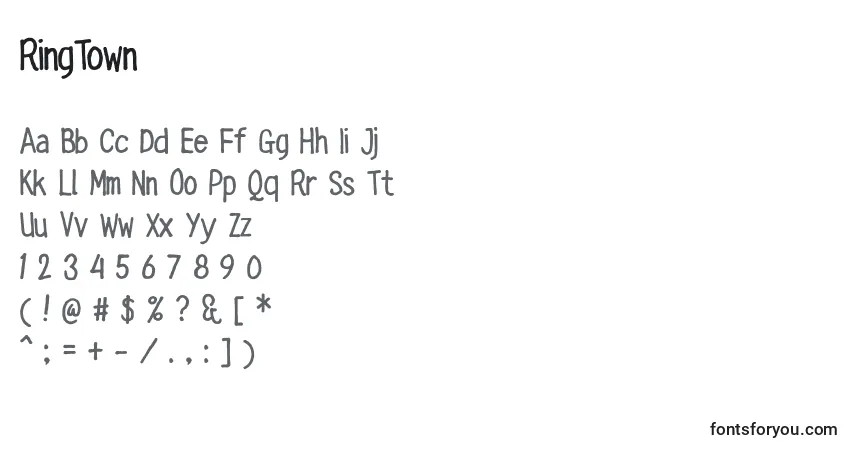 Schriftart RingTown – Alphabet, Zahlen, spezielle Symbole