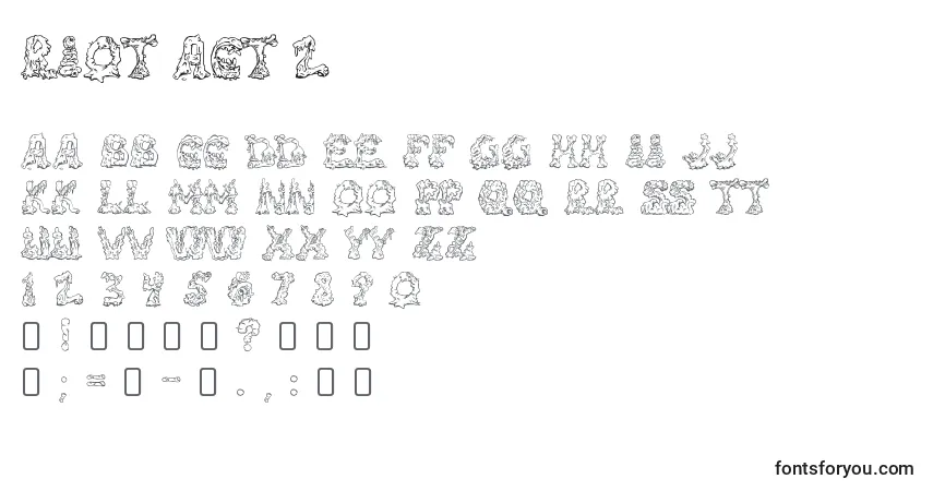 Schriftart Riot act 2 – Alphabet, Zahlen, spezielle Symbole