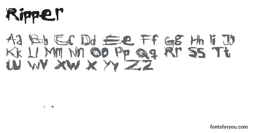 Schriftart Ripper (138768) – Alphabet, Zahlen, spezielle Symbole