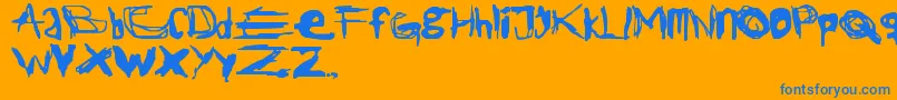 Ripper-Schriftart – Blaue Schriften auf orangefarbenem Hintergrund