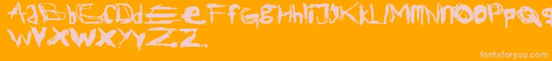 Ripper-Schriftart – Rosa Schriften auf orangefarbenem Hintergrund