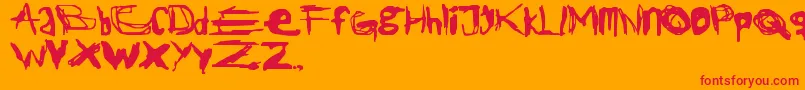 Ripper-Schriftart – Rote Schriften auf orangefarbenem Hintergrund