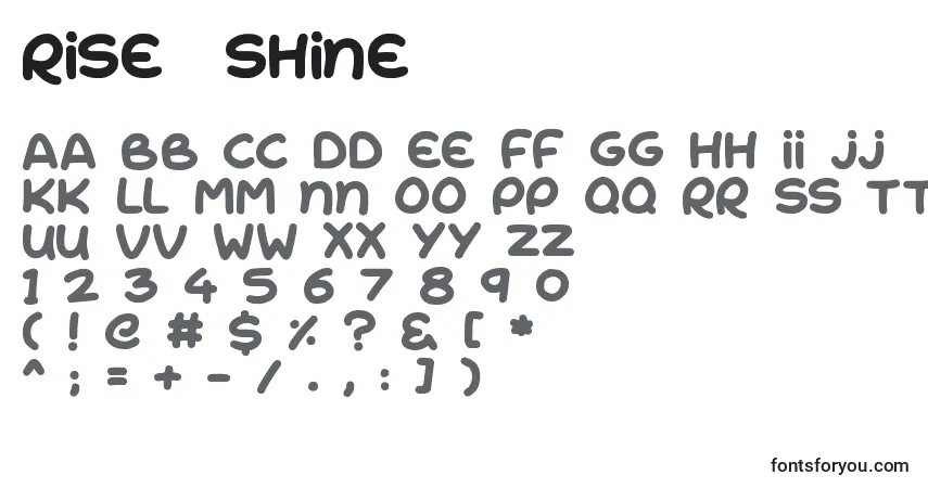 Czcionka Rise  Shine – alfabet, cyfry, specjalne znaki