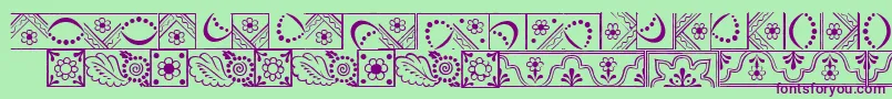 Czcionka DalaLtBorders – fioletowe czcionki na zielonym tle
