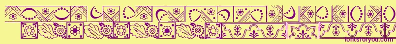 Czcionka DalaLtBorders – fioletowe czcionki na żółtym tle