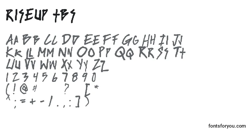 Schriftart Riseup tbs – Alphabet, Zahlen, spezielle Symbole