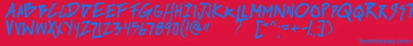 riseup tbs-Schriftart – Blaue Schriften auf rotem Hintergrund