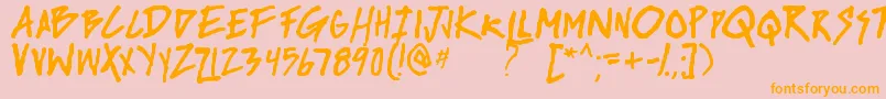 フォントriseup tbs – オレンジの文字がピンクの背景にあります。